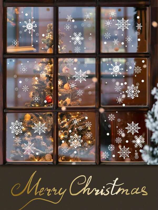 4 hojas de 137 pegatinas de ventana con copos de nieve para decoración navideña, decoración de fondo de gabinete y ventana de invierno, pegatinas de copos de nieve blancos electrostáticos para vidrio, pegatinas de ventana de copos de nieve electrostáticas reutilizables de plástico, decoraciones sin crueldad para el invierno maravilloso para el hogar, suministros para fiestas de Navidad y Acción de Gracias