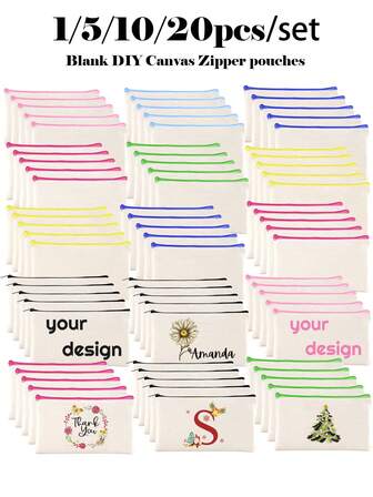 1/5/10/20pcs/Set Multi-Color Blank Canvas Zipper Makeup Bags, Multifunctional Storage Pouch Set, Portable Jewelry Organizer Bag, Daily Supplies Bag, Pen Bag, Notepad Bag, Candy Bag, Cute Gift Packaging Bag Set For Drawing, Expressing Love And Gratitude Bags, Makeup Bag, Storage, Makeup Organizer, Makeup Bags, Toiletry Bag, Desk Organiser, Make Up Bags, Makeup Bag, Bag, Make Up Pouch, Travel Essentials, Makeup Bag, Cosmetic Bag, Large Capacity, Large Makeup Bag,Christmas Gifts,Pouch,Travel,Gifts For Women,Women's Necessaire,Travel Essential,Pouch,Clutch / Small Handbag,Necessaire,Makeup Organizer,Makeup Organize,Pouch,Brush Holder,Mini Pouch,Large Capacity Pouch,Gifts For Women,Christmas Gifts,Gift Ideas For Women