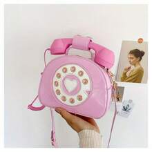 Special-Shaped Bag European And American Fashion Ideas Cute And Funny Personality Simulation Telephone Messenger Bag - 粉紅色 - 查看 5