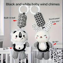 Plush Baby Toys With Portable Hanging Ring, Black & White Rattle Toy - Stroller Wind Chimes Plush Rattle Doll, Suitable For Car Seat - Ideal Gifts For 0-3-6-9-12 Month Baby Boys & Girls, Newborn Toys, Foxes