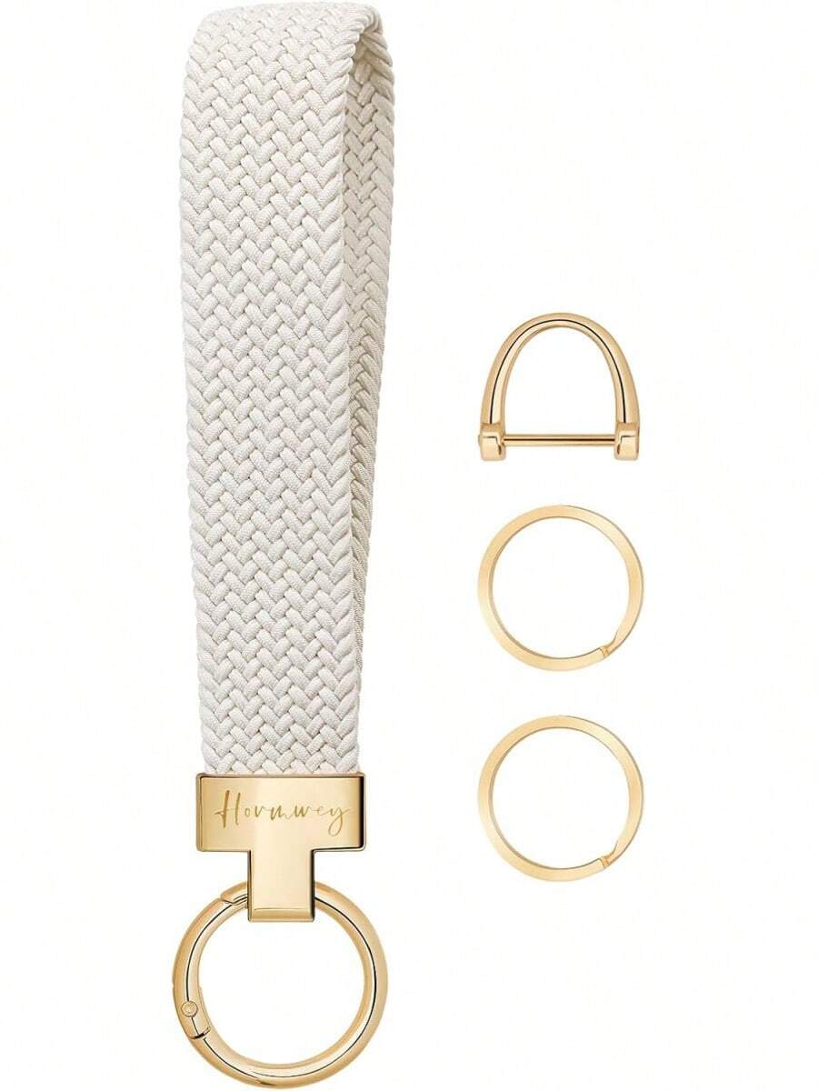 Wristlet Keychain For Women Men, Cute Car Key Chain, Braided Wrist Strap Lanyard For Keys ID Badges - Khóa đen+đen - Xem 1