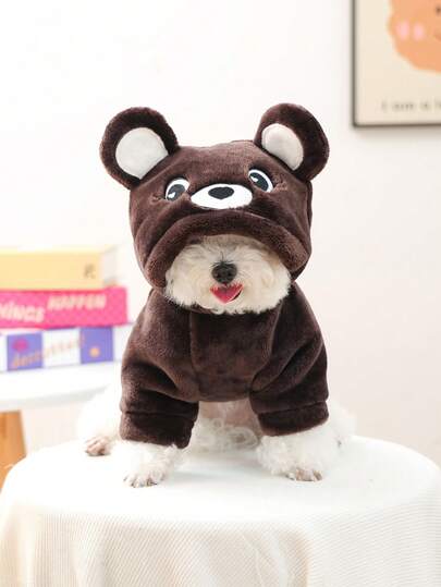 1 件宠物衣服，可爱彩虹熊变身服，适合小型犬和猫，温暖舒适，适合秋冬季