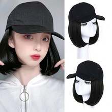 12 Zoll Baseball Cap Perücke, synthetische Perückenkappe, Damen hitzebeständige Faser Kurzhaarperücke mit Wellen, geeignet für den täglichen Gebrauch, Halloween - Verschiedenfarbig - Übersicht 16