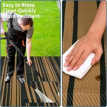 Meiyiu Waterproof Outdoor Rug 8x10/9*12/9*18, Plastic Straw Patio Camping Rug, Indoor Outdoor RV Mat Carpet For Deck, Camper, Porch, Balcony, Backyard, Picnic - Black Brown-8*10ft - 查看 6