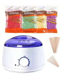 1 Set Calentador de cera Epilator, Adecuado para manos, pies y Body SPA, Incluye olla de cera + frijoles de cera + palitos de madera (color aleatorio de frijoles de cera) - Negro - Ver 9