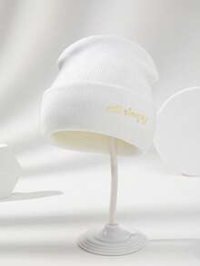 1 件男女通用“Still Sleepy”字母刺绣弹力便帽，户外休闲时尚薄针织帽，适合日常穿着，秋冬，馈赠佳品 - A - 查看 5