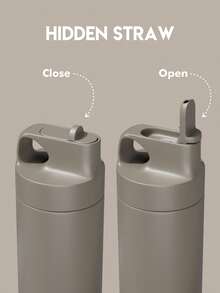 18oz Stainless Steel Insulated Water Bottle, Leakproof Portable Travel Mug with Straw for Hot and Cold Beverages for School, Gym, Office, and Outdoor Multiple Occasions - 灰色 - 查看 4