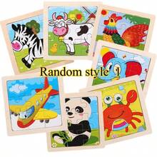 9pcs/6pcs/4pcs Wooden Jigsaw Puzzles, Children Animal & Transportation Cartoon Flat Puzzles, Educational Toys