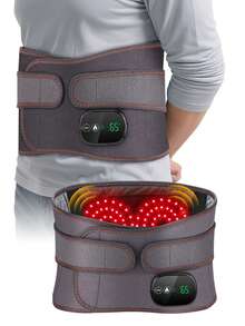 Hailicare Dual Infrared Light Heating Massaging Waist Belt Multifunctional Heating Waist Massager Rechargeable Heated Massage Belt Relieve Fatigue Relax Muscle Red Light Hot Compress Vibration Massage - Grey - View 1