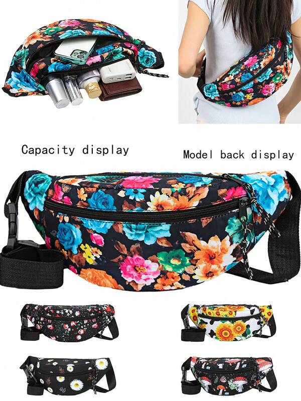 High-Quality Appearance Patterned Waist Bag For Women, Fashionable For Men, With A Slanted Cross-Body Design, Lightweight, Water-Resistant, Suitable For Outdoor Use.