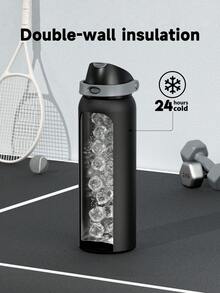Bottiglia d'acqua Meoky da 40 once con isolamento sottovuoto, cannuccia 2 in 1 e beccuccio, tazza isolata, mantiene il freddo 24 ore, a prova di perdite, si adatta al portabicchieri dell'auto, bicchiere in acciaio inossidabile per sport, viaggi e scuola. - nero - Visualizzare 3