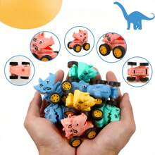 10/2/1pc Mini Dinosaur Pull Back Car, Cartoon Design, Vibrant Colors, Great As Birthday Gift, Party Favor, Filler For Gift Bags (Random Color)