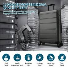 Hueas 3-Piece Carry-On Luggage Set,Expandable ABS+PC Lightweight Hard Shell Suitcases With Spinner Wheels&TSA Lock,Portable Travel Bag And Toiletry Bag,White - 黑色 - 查看 2