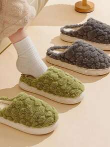 Madebyblanc 秋冬情侣保暖拖鞋，室内防滑保暖毛绒拖鞋 - 彩色 - 查看 4
