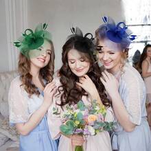 Ibeauti Fascinator Hats With Screentouch Lace Gloves Set Women Tea Party Cocktail Wedding Derby Headwear Short Gloves - 07 Black - 查看 6