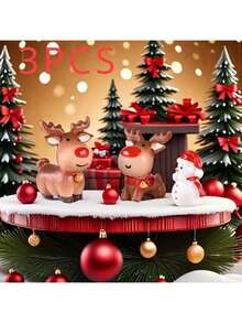 Miniature Elk Figurines - Resin Christmas Reindeer Statues For Succulent & Bonsai Decor, Outdoor Garden Micro Landscape Accessories Home Decor Christmas Decorations Room Decor - Multicolor - View 2