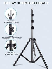 可调节宽度和高度的摄影背景架，专业直播背景龙门架，2.6米可调节三脚架，3米金属横杆，适用于摄影棚录制道具和拍摄支撑套装 - Black-3M*2.6M - 查看 7