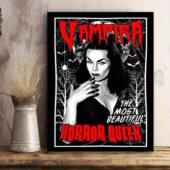 1pc Vintage Terror Style Wall Arts,Vampira Art Posters,For Living Room,Bedroom,Office,Coffee Shop, Dormitory, Bathroom, Kitchen, Corridor Wall Decoration,Very Suitable For Home Theater Decoration,NO Frame