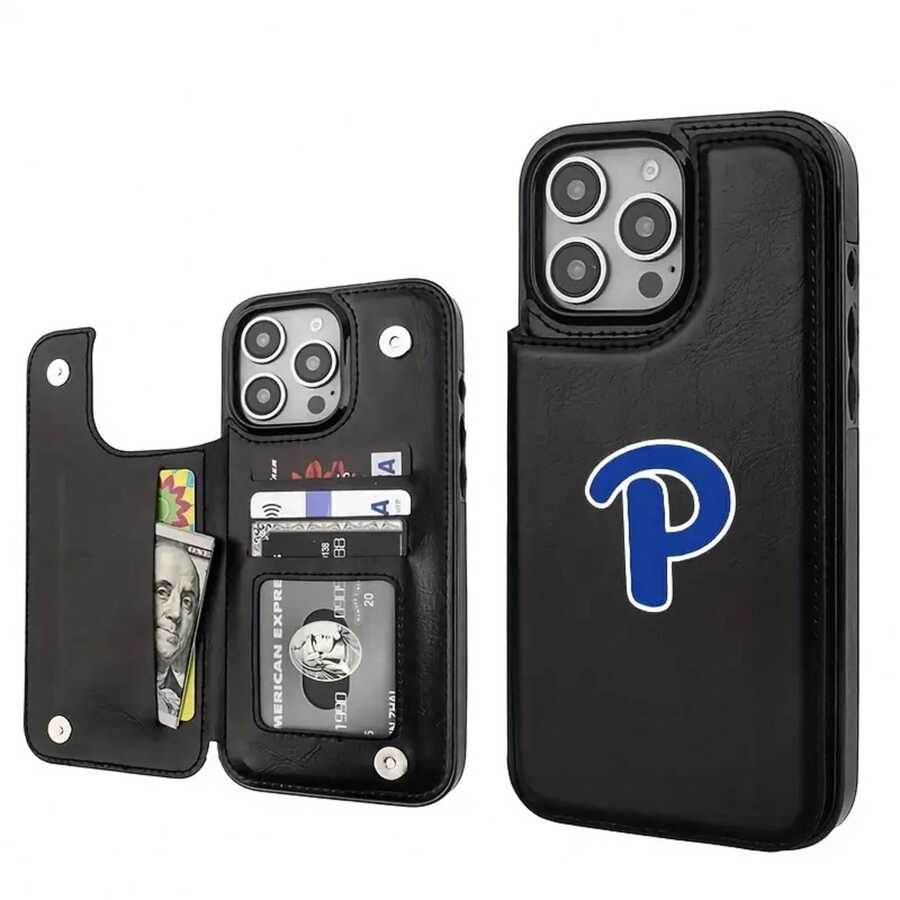 Teléfono Moda Cuero 16 15 14 13 11 12 Pro Plus Flip Cover con ranura para tarjeta Usuarios comerciales de alta gama Cuero negro - Negro - Ver 1