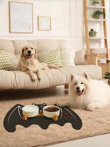 1 Pieza/Alfombrilla para mascotas con murciélago de Halloween, adecuada para comida y agua de perros, alfombrillas para comida de gatos, alfombrillas para alimentación de mascotas, antideslizante, resistente a las manchas, secado rápido, impermeable, alfombrillas para comida de mascotas, accesorios para mascotas - 60 cm x 40 cm