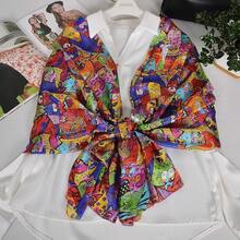 100% Mulberry Silk Scarf For Women Lightweight Long Scarves Beach Wraps Cover Up -Travel Photography Scarfhalloween - 藍紅貓 - 查看 8