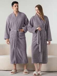 1 قطعة من الحمام ذو نصف رداء من الفليس عالي الجودة، رداء حمام طويل إضافي للكبار، مناسب للإقامة المنزلية والفندق والسبا والصالون، ماص وسريع الجفاف، فضفاض، متعدد الألوان، تصميم بسيط، ضروريات الحمام والمنزل