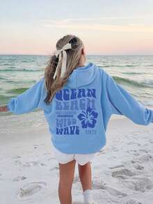 Tween-Mädchen Kapuzenpullover mit Thermofutter und Grafikdruck, warm und bequem für Herbst/Winter - Babyblau - Übersicht 7