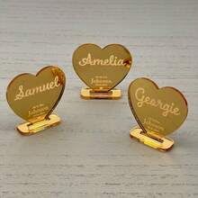 10/30/50/100/200张定制婚礼桌号卡，镜面金色亚克力材质，纪念品/回礼/座位安排，派对装饰 - 彩色 - 查看 4