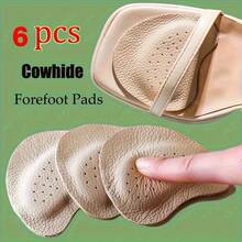 2/4/6pcs Genuine Leather Forefoot Pads - Breathable, Non-Slip, And Sweat-Absorbing, Suitable For High Heels And Sandals.These Pads Enhance Grip And Cushioning For The Feet, Providing Comfort With Cowhide Insoles-Insole Solid,Insole Anti Slip,Insole Slip On Design