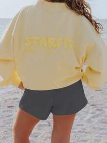 Women Athletic Shorts Loose Fit Solid Color Drawstring Sweatshorts For Yoga Running - 深灰色 - 查看 6