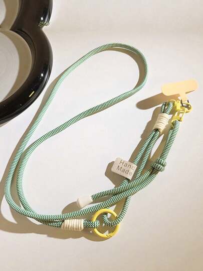 1 pieza Nuevo estilo DIY Cordón de nailon a rayas, Correa ajustable para teléfono cruzado, Correa para el cuello unisex para teléfono, bolso, senderismo