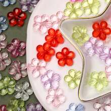 50/100Pcs 14mm Multicolor Spacer Loose Beads With Hole Flower Shape Handmade Material - 彩色 - 查看 5