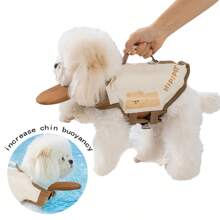 宠物救生衣背心、适合泰迪熊和贵宾犬等中小型犬的游泳衣、夏季浮力游泳衣、狗狗游泳浮力背心、带多功能牵引绳的猫咪背包