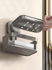 2/1pc吸盘香皂盒壁挂式肥皂盒收纳架免打孔家用浴室卫生间墙壁排水收纳