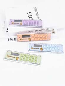 tonxiyuemu 1 pieza Regla con calculadora de doble función, medición y cálculo numérico, teclas suaves, diseño lindo, apto para estudiantes, contables, uso de oficina, útiles escolares, vuelta al cole - Una pieza - Ver 11