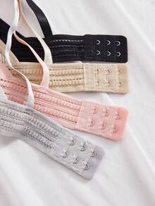 4件套纯色罗纹简约无钢圈透气运动文胸和内裤套装女士 - 彩色 - 查看 5