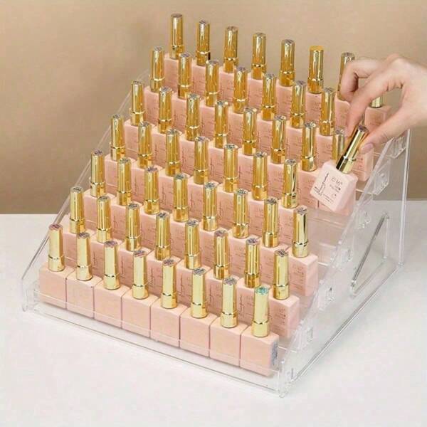 Organizador de exhibición de esmalte de uñas acrílico de 3/7 capas, estante de gel UV de instalación rápida, estante de cosméticos, soporte de joyas, almacenamiento de manicura de escritorio, ahorro de espacio, marco acrílico desmontable de varias capas