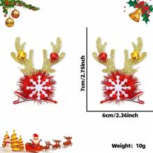 2pcs Pet Christmas Reindeer Antler Hair Clips - Cat Dog Christmas Hat Hair Clips, Christmas Party Decor Duck Clips Headband