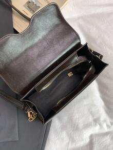 新款时尚方形扣单肩包，女士简约单肩斜挎包，锁扣腋下包，百搭 - 咖啡 - 查看 10