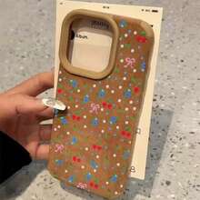 Teléfono con pantalla de alta resolución y diseño de lazo, cereza y flor azul. Compatible con 14 Plus, 12 Pro, 15, 16 y 11 Pro. 13 XS Todo Inclusivo Piel Sintética Suave - Colores mixtos 1 - Ver 4