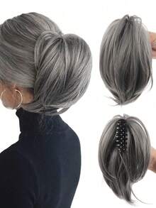Extensiones de cabello postizo rizado y desordenado con moño elástico, extensiones de cabello para mujeres, cobertura para cola de caballo, pinza para cola de caballo corta de múltiples colores, accesorios de moda para el cabello, pinzas para el cabello, accesorios de otoño, pinzas para el cabello de invierno, accesorios para atuendos de vacaciones, accesorios de verano para la playa - Multicolor - Ver 16