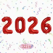 Zestaw 4 balonów foliowych z cyframi 2026, 32 cale, 2026, dekoracje imprezowe, idealne na przyjęcia urodzinowe, spotkania, rocznice, święta, imprezy plenerowe, tworzenie atmosfery, tło do zdjęć