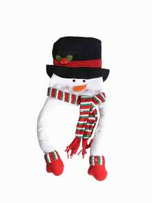 1 Set Of 17pcs, 1pc Snowman Christmas Tree Top Decoration Plus 1pc Red And White Wool Strips Plus 15pcs Golden Christmas Tree Decoration Pendant For Christmas Party Decoration Supplies