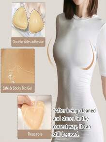 双面粘性胸垫插入物超即时提升胸垫插入物聚拢比基尼垫适用于泳衣运动胸罩，1 对双面自粘胸垫，胸垫粘合垫，可重复使用的衬垫，胸罩比基尼隐形加厚胸垫防水适用于游泳 - 彩色 - 查看 10