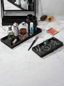 11.8*4.9 Inch Rectangular Silicone Cosmetic Tray, Bathroom Storage Tray, Jewelry Tray, Kitchen Soap Dish Holder, Countertop Storage Tray. Suitable For Holding Cosmetics, Perfumes, Jewelry, Candles, Etc., And Can Also Be Used As A Coffee Table Decorative Tray. Suitable For Vacation Beaches, Bathrooms, Bedrooms, Etc. Large Capacity. - 彩色 - 查看 7