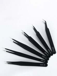 1/2 Stücke Nagel-Kunst Edelstahl Pinzette Schwarze Ellbogen Hand Zelt Clip Haar Picking Nagel Transplantation Wimpern Gerade Pinzette