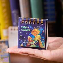 1pc 2026 Mini Calendar, Portable Prince Character Desk Calendar, 2025.8 - 2026.12 Small Calendar