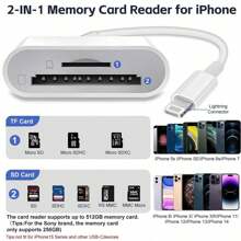 1 pezzo Lettore di schede SD/TF con doppio slot USB-C/Lightning, adattatore portatile per visualizzazione fotocamera, plug and play, compatibile con 17/16/15/14/13/12/11/XS/8/7/6/iPad/fotocamera/action camera