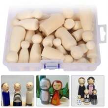 20pcs Wooden Peg Dolls, Unfinished Wooden Female People Shape Nature Plain Wood Body Dolls For Art Craft Projects DIY