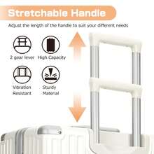 Luggage Travel Suitcase Carry On Luggage PC+ABS Suitcases With Double Spinner Wheels Airline Approved Luggage With TSA Lock 20 Inch,Vacation - Bạc - Xem 7